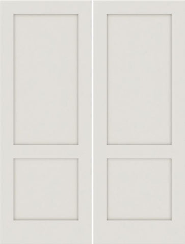 WDMA 20x80 Door (1ft8in by 6ft8in) Interior Swing Smooth 2010 MDF 2 Panel Shaker Double Door 1