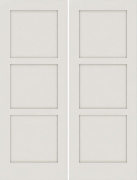 WDMA 20x80 Door (1ft8in by 6ft8in) Interior Barn Smooth SS 3100 MDF 3 Panel Shaker Double Door 1