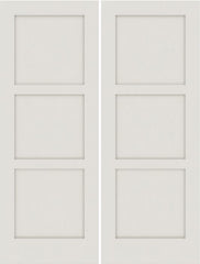 WDMA 20x80 Door (1ft8in by 6ft8in) Interior Barn Smooth SS 3100 MDF 3 Panel Shaker Double Door 1