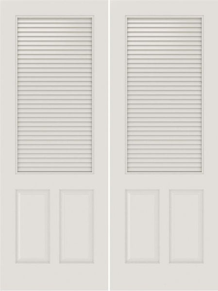 WDMA 20x80 Door (1ft8in by 6ft8in) Interior Barn Smooth SL-3190-LVR-PNL MDF 3 Panel Vented Louver Double Door 1