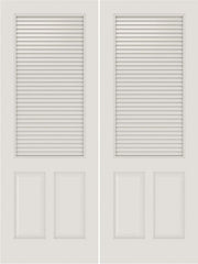 WDMA 20x80 Door (1ft8in by 6ft8in) Interior Barn Smooth SL-3190-LVR-PNL MDF 3 Panel Vented Louver Double Door 1