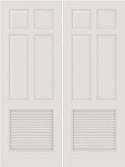 WDMA 20x80 Door (1ft8in by 6ft8in) Interior Barn Smooth SL-6010-PNL-LVR 5 Panel Vented Louver Double Door 1