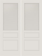 WDMA 20x80 Door (1ft8in by 6ft8in) Interior Barn Smooth SL-3010-LVR-PNL MDF 3 Panel Vented Louver Double Door 1