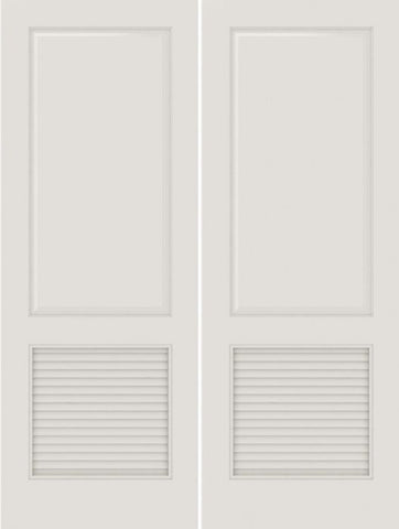 WDMA 20x80 Door (1ft8in by 6ft8in) Interior Swing Smooth SL-2010-PNL-LVR MDF 2 Panel Vented Louver Double Door 1