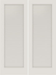 WDMA 20x80 Door (1ft8in by 6ft8in) Interior Swing Smooth SL-1010-LVR MDF Full Vented Louver Double Door 1