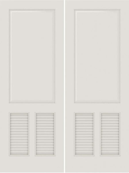 WDMA 20x80 Door (1ft8in by 6ft8in) Interior Barn Smooth SL-3190-PNL-LVR MDF 3 Panel Vented Louver Double Door 1