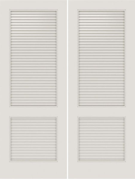 WDMA 20x80 Door (1ft8in by 6ft8in) Interior Swing Smooth SL-2010-LVRL MDF 2 Panel Vented Louver Double Door 1
