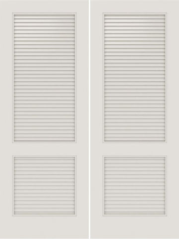 WDMA 20x80 Door (1ft8in by 6ft8in) Interior Swing Smooth SL-2010-LVRL MDF 2 Panel Vented Louver Double Door 1