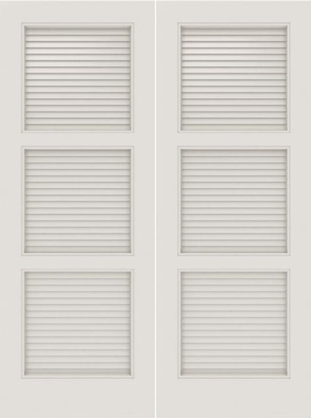 WDMA 20x80 Door (1ft8in by 6ft8in) Interior Barn Smooth SL-3100-LVR MDF 3 Panel Vented Louver Double Door 1