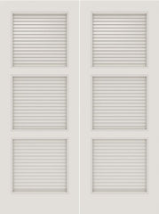 WDMA 20x80 Door (1ft8in by 6ft8in) Interior Barn Smooth SL-3100-LVR MDF 3 Panel Vented Louver Double Door 1