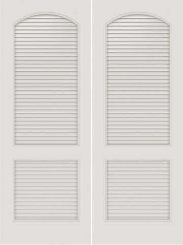 WDMA 20x80 Door (1ft8in by 6ft8in) Interior Swing Smooth SL-2020-LVR MDF 2 Panel Arch Panel Vented Louver Double Door 1