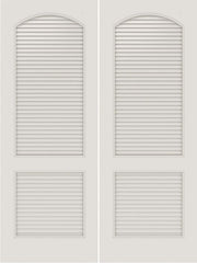 WDMA 20x80 Door (1ft8in by 6ft8in) Interior Swing Smooth SL-2020-LVR MDF 2 Panel Arch Panel Vented Louver Double Door 1