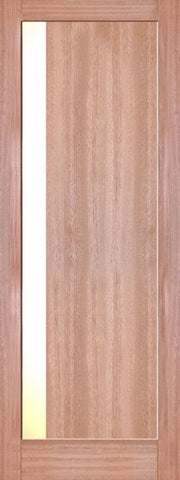 WDMA 24x80 Door (2ft by 6ft8in) Interior Swing Mahogany Modern Slimlite Shaker Right Single Door w/ Matte Glass SH-15 1