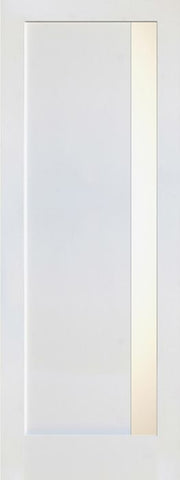 WDMA 24x80 Door (2ft by 6ft8in) Interior Swing Paint grade Modern Slimlite Shaker White Left Single Door w/ Matte Glass SH-15 1