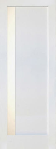 WDMA 24x80 Door (2ft by 6ft8in) Interior Swing Paint grade Modern Slimlite Shaker White Right Single Door w/ Matte Glass SH-15 1