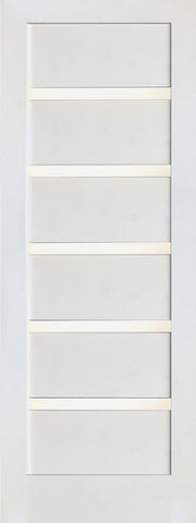 WDMA 24x80 Door (2ft by 6ft8in) Interior Barn Paint grade Slimlite Shaker White Single Door w/ Matte Glass SH-16 1