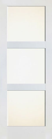 WDMA 24x80 Door (2ft by 6ft8in) Interior Swing Paint grade 3 Lite Shaker White Single Door w/ Matte Glass SH-19 1