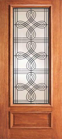 WDMA 24x84 Door (2ft by 7ft) Exterior Mahogany Celtic Ironwork Glass Single Door 3/4 Lite 1