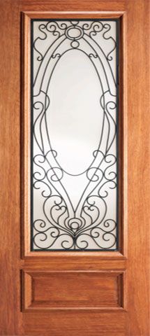 WDMA 24x84 Door (2ft by 7ft) Exterior Mahogany Victorian Ironwork Glass Single Door 3/4 Lite 1