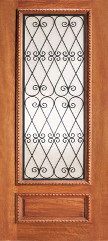 WDMA 24x84 Door (2ft by 7ft) Exterior Mahogany Decorative Iron Scrollwork Glass Single Door  1