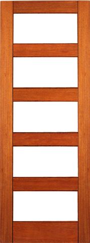 WDMA 24x96 Door (2ft by 8ft) Interior Swing Mahogany RB-04 Contemporary Clear Glass Single Door 1