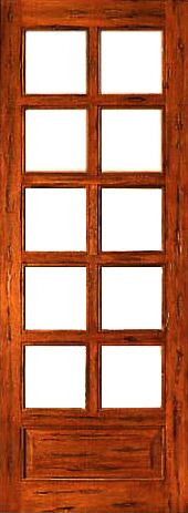 WDMA 24x96 Door (2ft by 8ft) Patio Tropical Hardwood Rustic-10-lite-P/B French Solid 1 Panel IG Glass Single Door 1
