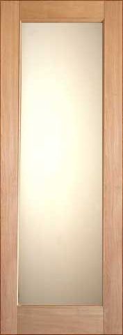 WDMA 24x96 Door (2ft by 8ft) Interior Swing Tropical Hardwood Single Door 1-Lite FG-1 White Laminated Glass 1