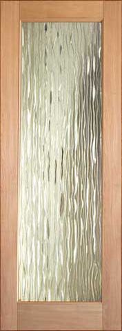 WDMA 24x96 Door (2ft by 8ft) Interior Swing Tropical Hardwood Conemporary Glass Single Door 1-Lite FG-3 Waterfall 1