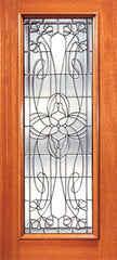 WDMA 24x96 Door (2ft by 8ft) Exterior Mahogany Full Lite Decorative Floral Beveled Glass Front Single Door 1