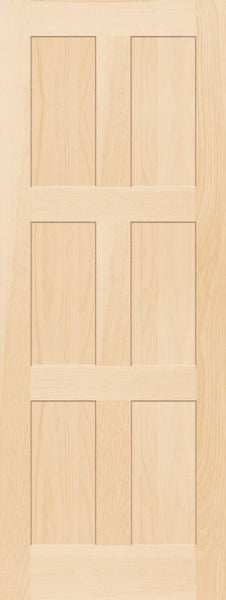 WDMA 26x80 Door (2ft2in by 6ft8in) Interior Swing Pine 796R Wood 6 Panel Transitional Shaker Single Door 1