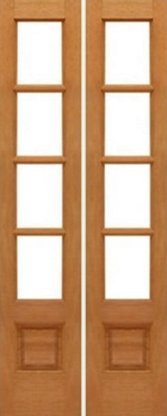 WDMA 28x80 Door (2ft4in by 6ft8in) Interior Swing Mahogany 4-lite French Door w Bottom Panel Solid Wood 1
