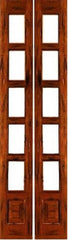 WDMA 28x96 Door (2ft4in by 8ft) Interior Swing Tropical Hardwood 5-lite French Door w Bottom Panel Rustic Solid Wood 1