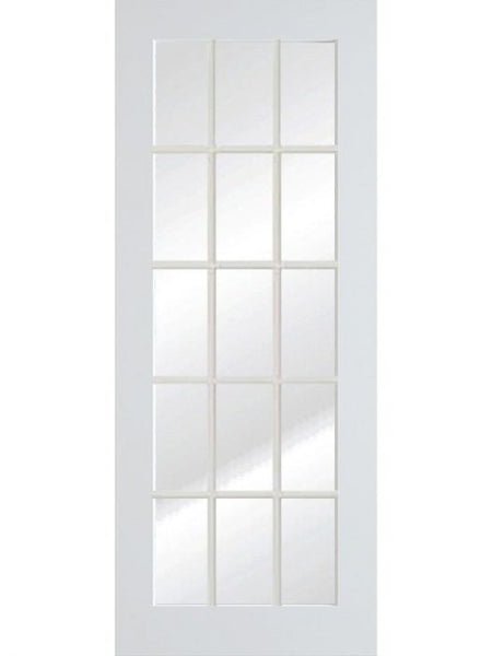 WDMA 30x80 Door (2ft6in by 6ft8in) Interior Swing Smooth 80in Primed 15 Lite French Single Door Clear Glass 1