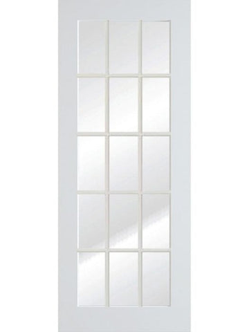 WDMA 30x80 Door (2ft6in by 6ft8in) Interior Swing Smooth 80in Primed 15 Lite French Single Door Clear Glass 1