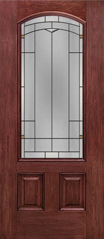 WDMA 30x80 Door (2ft6in by 6ft8in) Exterior Cherry Camber 3/4 Lite Two Panel Single Entry Door TP Glass 1