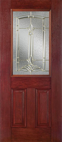 WDMA 30x80 Door (2ft6in by 6ft8in) Exterior Cherry Half Lite 2 Panel Single Entry Door BT Glass 1