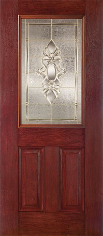 WDMA 30x80 Door (2ft6in by 6ft8in) Exterior Cherry Half Lite 2 Panel Single Entry Door HM Glass 1