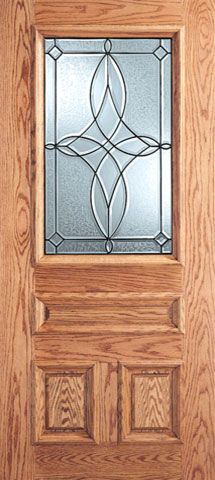 WDMA 30x80 Door (2ft6in by 6ft8in) Exterior Mahogany Diamond Design Decorative Glass 3-Panel 1/2 Lite Front Single Door 1