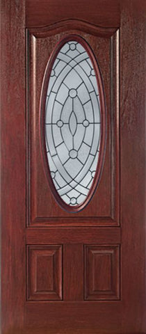WDMA 30x80 Door (2ft6in by 6ft8in) Exterior Cherry Oval Three Panel Single Entry Door EE Glass 1