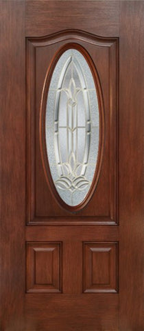 WDMA 30x80 Door (2ft6in by 6ft8in) Exterior Mahogany Oval Three Panel Single Entry Door BT Glass 1