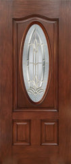 WDMA 30x80 Door (2ft6in by 6ft8in) Exterior Mahogany Oval Three Panel Single Entry Door BT Glass 1