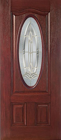 WDMA 30x80 Door (2ft6in by 6ft8in) Exterior Cherry Oval Three Panel Single Entry Door BT Glass 1