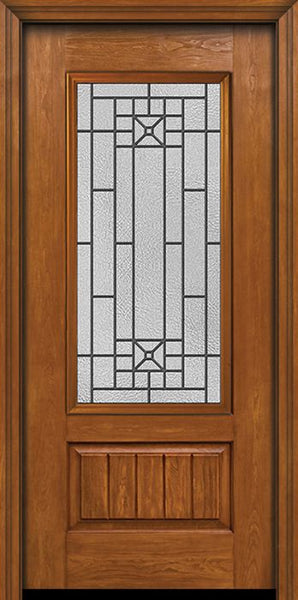 WDMA 30x80 Door (2ft6in by 6ft8in) Exterior Cherry Plank Panel 3/4 Lite Single Entry Door Courtyard Glass 1