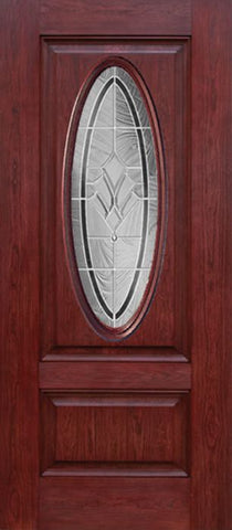 WDMA 30x80 Door (2ft6in by 6ft8in) Exterior Cherry Oval Two Panel Single Entry Door RA Glass 1