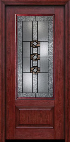 WDMA 30x80 Door (2ft6in by 6ft8in) Exterior Cherry 3/4 Lite 1 Panel Single Entry Door Mission Ridge Glass 1