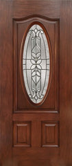 WDMA 30x80 Door (2ft6in by 6ft8in) Exterior Mahogany Oval Three Panel Single Entry Door CD Glass 1