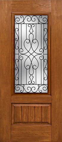 WDMA 30x80 Door (2ft6in by 6ft8in) Exterior Cherry Plank Panel 3/4 Lite Single Entry Door WY Glass 1