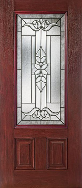 WDMA 30x80 Door (2ft6in by 6ft8in) Exterior Cherry 3/4 Lite Two Panel Single Entry Door CD Glass 1