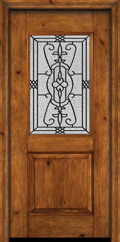 WDMA 30x80 Door (2ft6in by 6ft8in) Exterior Knotty Alder Alder Rustic Plain Panel 1/2 Lite Single Entry Door Jacinto Glass 1