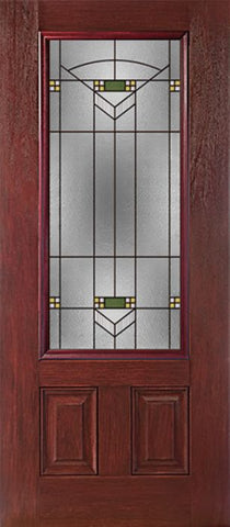 WDMA 30x80 Door (2ft6in by 6ft8in) Exterior Cherry 3/4 Lite Two Panel Single Entry Door GR Glass 1